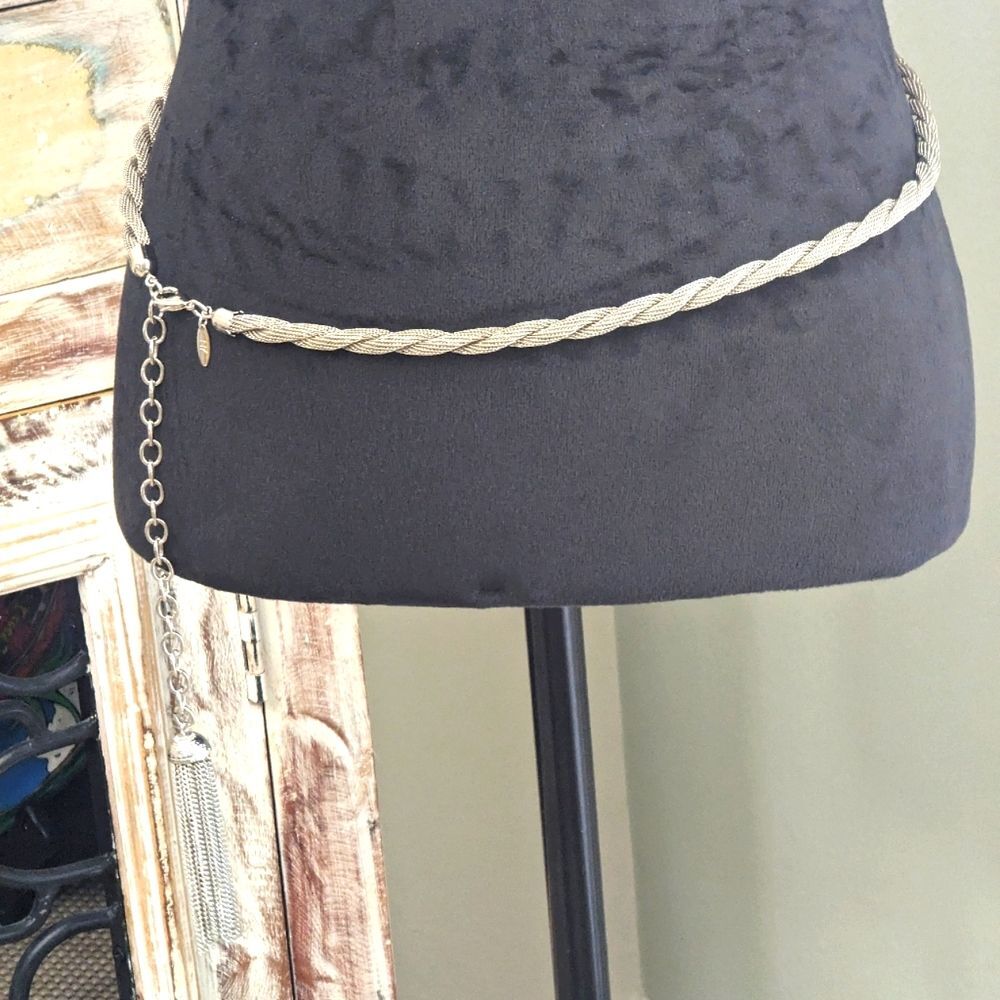 New York & Co. Twisted Double Strand Snake Belt Silver Tone, 40.25" Total Length